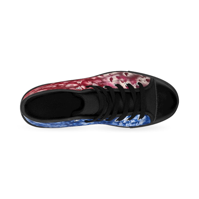 Flowering Red & Blue Women's High-Top Custom Sneakers