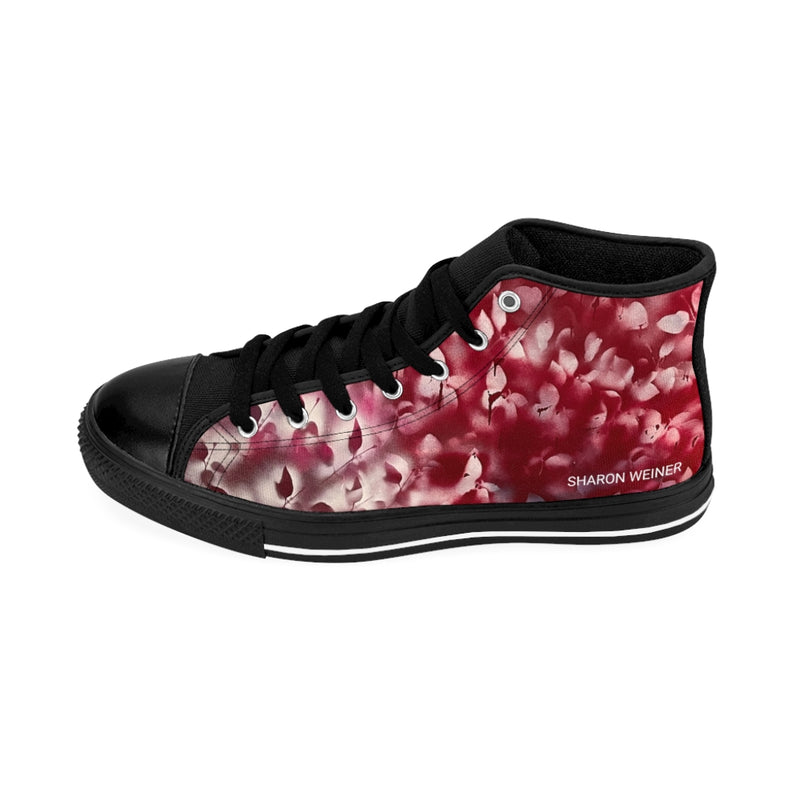 Flowering Red & Blue Women's High-Top Custom Sneakers